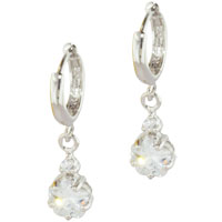 Sterling Silver Jewelry - single star cushion cz earrings Image.