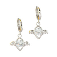 Sterling Silver Jewelry - winged teardrop cz earrings Image.