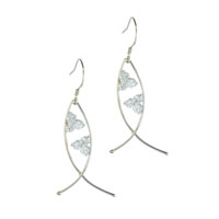 Sterling Silver Jewelry - sterling silver fish with april diamond color cz earrings Image.