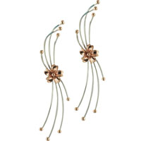 Sterling Silver Jewelry - two tone elongated flower decorated earrings Image.