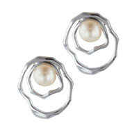 Sterling Silver Jewelry - sterling silver faux pearl surround earrings Image.