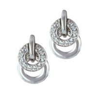Sterling Silver Jewelry - sterling silver twin hoops with april diamond color cz earrings Image.
