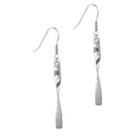 Sterling Silver Jewelry - sterling silver twisted rectangular ribbon earrings Image.