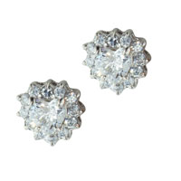 Sterling Silver Jewelry - sterling silver april diamond color cz encrusted heart earrings Image.