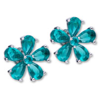 Sterling Silver Jewelry - flower may emerald color birthstone 925 sterling silver earrings Image.