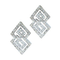 Sterling Silver Jewelry - sterling silver s maze shaped cz earrings Image.