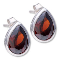 Sterling Silver Jewelry - sterling silver pear shaped amethyst simulated earrings Image.