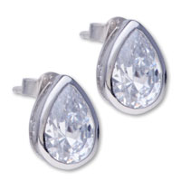 Sterling Silver Jewelry - april diamond color birthstone 925 sterling silver earrings Image.
