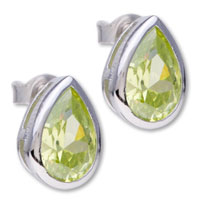 Sterling Silver Jewelry - drop august peridot color birthstone 925 sterling silver earrings Image.