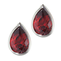 Sterling Silver Jewelry - sterling silver pear shaped ruby simulated earrings Image.