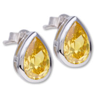 Sterling Silver Jewelry - sterling silver pear shaped citrine simulated earrings Image.
