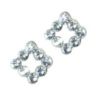 Earrings - sterling silver square shaped april diamond color cz earrings Image.