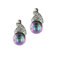 Earrings - sterling silver april diamond color cz faux mother of pearl earrings Image.