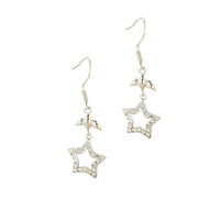 Sterling Silver Jewelry - sterling silver cz decorated star earrings Image.
