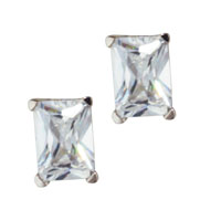 Sterling Silver Jewelry - sterling silver rectangle cz earrings Image.