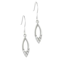 Sterling Silver Jewelry - sterling silver droplet cz accented earrings Image.