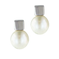 Sterling Silver Jewelry - sterling silver simple faux pearl earrings Image.