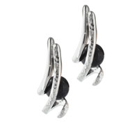 Earrings - sterling silver black ball and curl earrings Image.