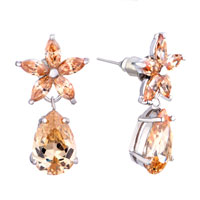 Earrings - classy topaz november birthstone swarovski crystal flower dangle drop dangle earrings Image.