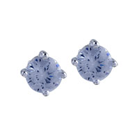 Sterling Silver Jewelry - baby blue round cut crystal stud earrings Image.