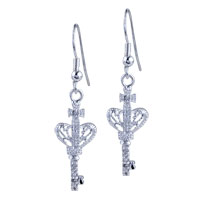 Sterling Silver Jewelry - dangling crown and cross earrings Image.