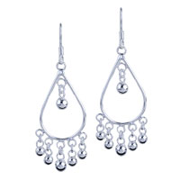 Sterling Silver Jewelry - teardrop and dangling ball earrings Image.