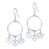 Earrings - hoop and dangling heart earrings Image.