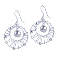 Sterling Silver Jewelry - wrapped hoop and ball earrings Image.