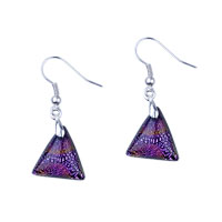 Earrings - purple triangular dichroic glass earrings Image.