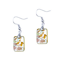 Earrings - silver foil yellow flower dichroic glass earrings Image.