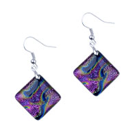 Earrings - purple cloud dichroic glass earrings Image.