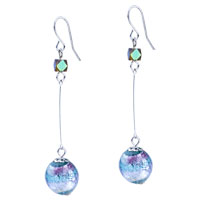 Murano Glass Jewelry - purple and blue gradient color ball earrings Image.