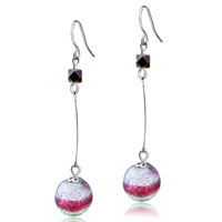 Murano Glass Jewelry - red and silver ball earrings Image.