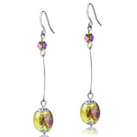 Murano Glass Jewelry - gold foil pink spots ball earrings Image.