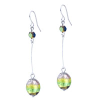 Murano Glass Jewelry - pink yellow and green ball earrings Image.