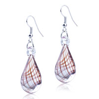Murano Glass Jewelry - rust red helix pattern earrings Image.