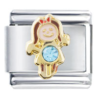 Italian Charms - march birthstone cute girl italian charm Image.