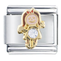 Italian Charms - april birthstone cute girl italian charm Image.