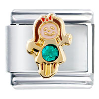 Italian Charms - may birthstone cute girl italian charm Image.