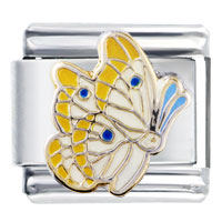 Italian Charms - yellow and pearl wing butterfly italian charm Image.