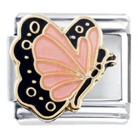 Italian Charms - pink butterfly and black Image.