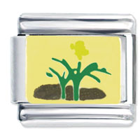 Italian Charms - gold tone plant italian charm Image.