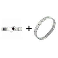 Pugster Gift Center - id heart link january garnet color birthstone combination italian charm bracelet Image.