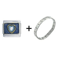 Pugster Gift Center - rhinestone heart blue combination italian charm bracelet Image.