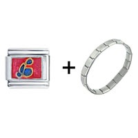 Pugster Gift Center - blue music note combination italian charm bracelet Image.