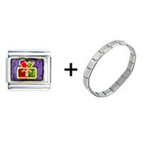 Pugster Gift Center - red and green present gift combination italian charm bracelet Image.
