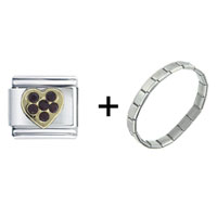 Pugster Gift Center - january garnet color birthstone heart combination italian charm bracelet Image.