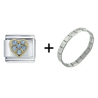 Pugster Gift Center - march aquamarine color more birthstone heart combination italian charm bracelet Image.
