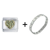 Pugster Gift Center - august peridot color birthstone heart combination italian charm bracelet Image.