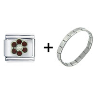 Pugster Gift Center - january garnet color six birthstone flower combination italian charm bracelet Image.